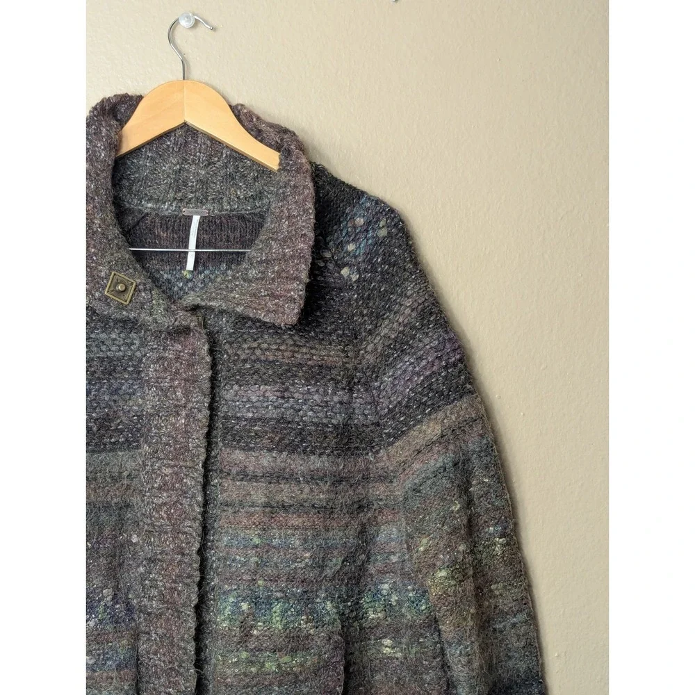 Free People Cardigan Sweater Womens Medium Brown Boho Oversized Chunky Knit Cozy